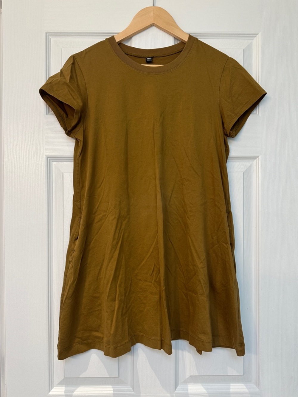 Uniqlo 100% Cotton T-Shirt Mini Dress in Brown